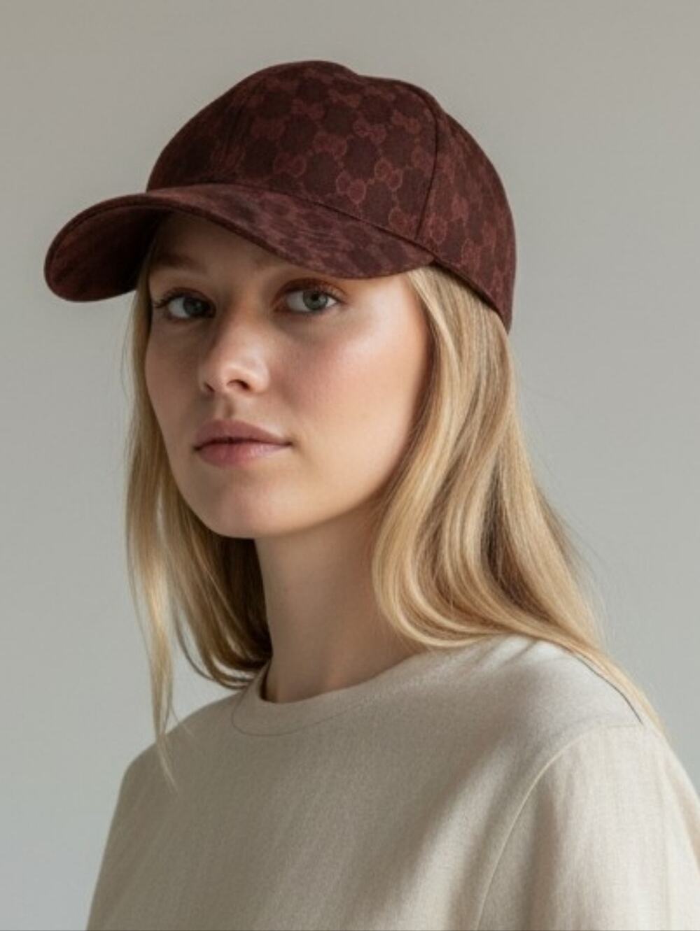 Gucci‎ CC Monogram Baseball Cap Hat in Burghandy Red NEW with tags Women